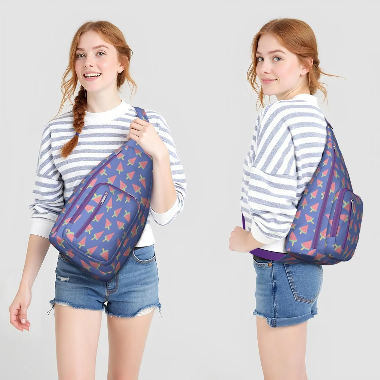 Shoulder Sling Crossbody Casual Chest Bag For Travel Sports Running,Backpack for Men & Women Lightweight Sports BagCrossbody Concealed Carry,Watermelon Shoulder Bag Waterproof Chest Bag