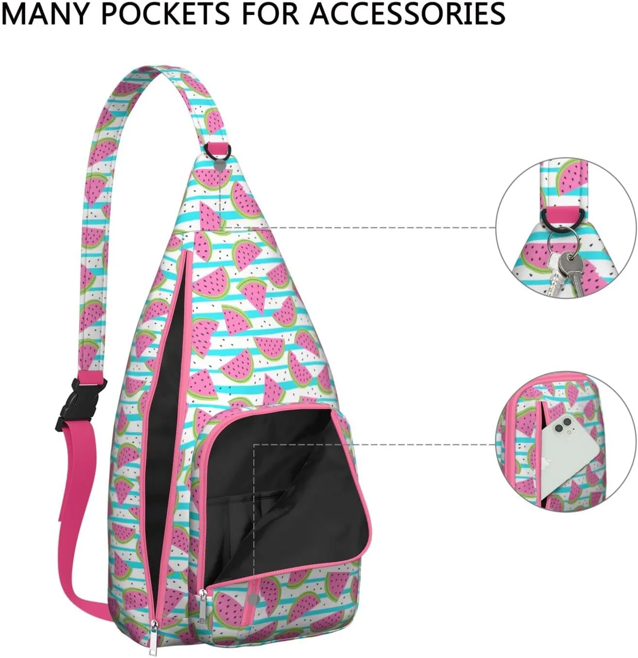 Shoulder Sling Crossbody Casual Chest Bag For Travel Sports Running,Backpack for Men & Women Lightweight Sports BagCrossbody Concealed Carry,Watermelon Shoulder Bag Waterproof Chest Bag