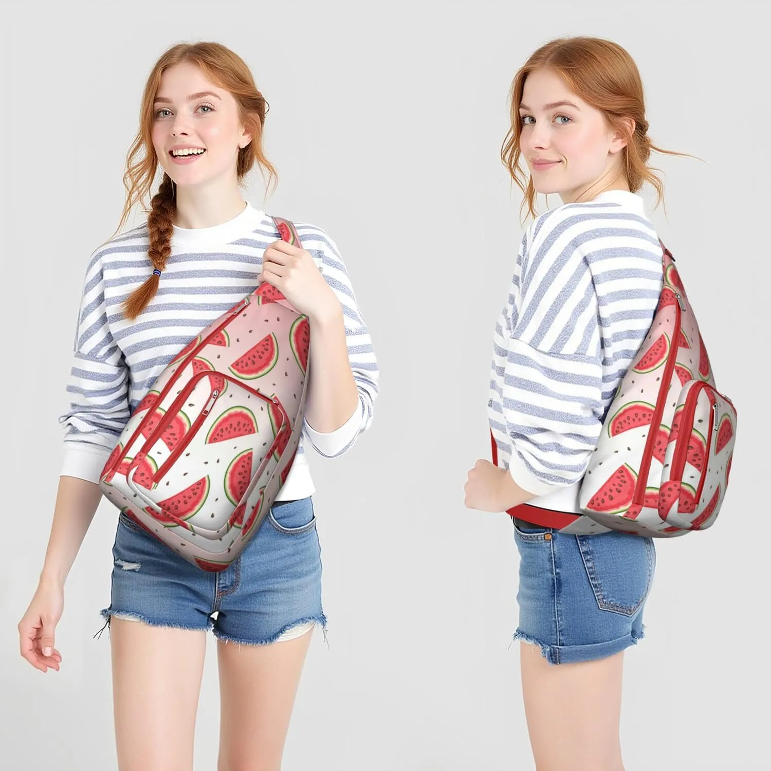 Shoulder Sling Crossbody Casual Chest Bag For Travel Sports Running,Backpack for Men & Women Lightweight Sports BagCrossbody Concealed Carry,Watermelon Shoulder Bag Waterproof Chest Bag