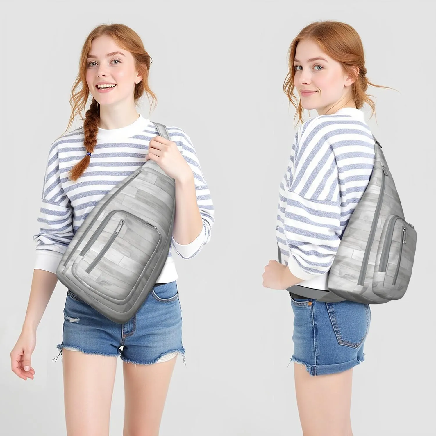 Shoulder Sling Crossbody Casual Chest Bag For Travel Sports Running,Backpack for Men & Women Lightweight Sports BagCrossbody Concealed Carry,Wood Shoulder Bag Waterproof Chest Bag