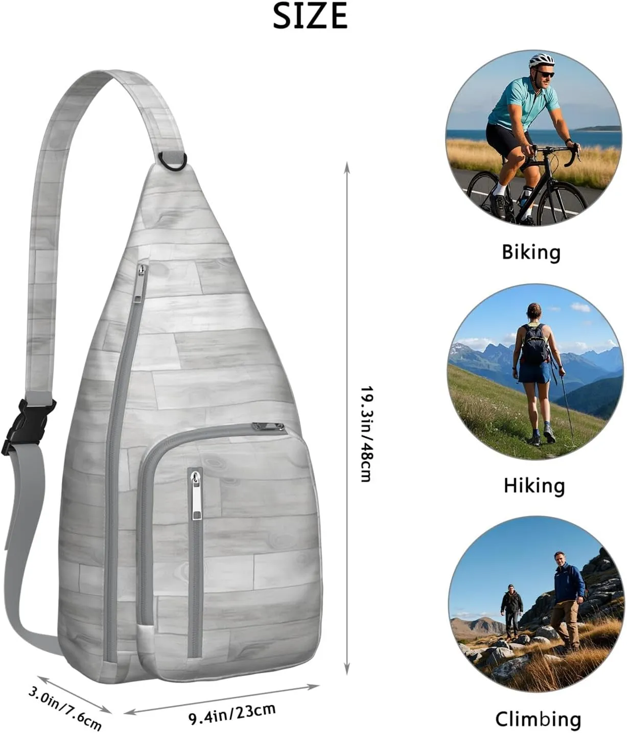 Shoulder Sling Crossbody Casual Chest Bag For Travel Sports Running,Backpack for Men & Women Lightweight Sports BagCrossbody Concealed Carry,Wood Shoulder Bag Waterproof Chest Bag