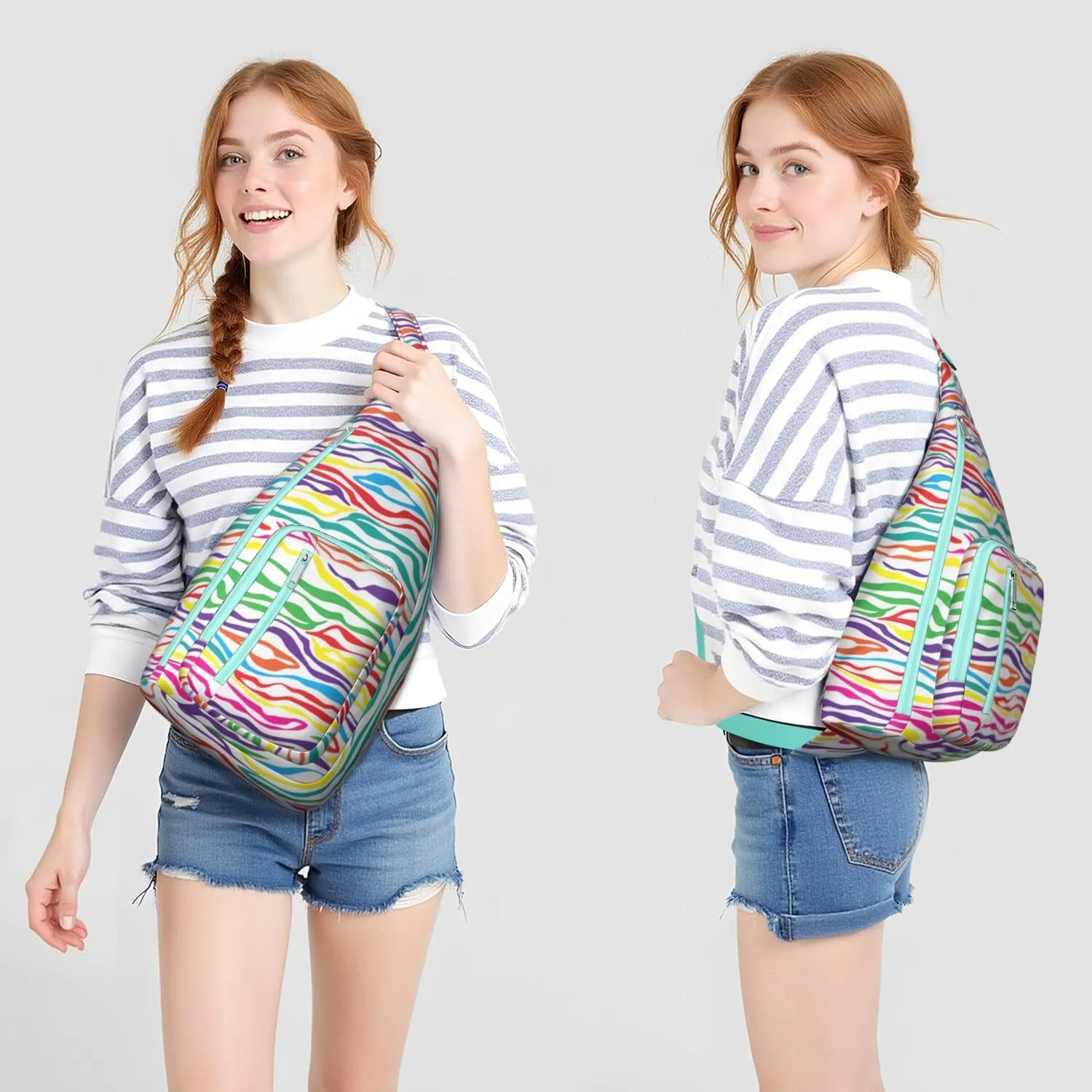 Shoulder Sling Crossbody Casual Chest Bag For Travel Sports Running,Backpack for Men & Women Lightweight Sports BagCrossbody Concealed Carry,Zebra Shoulder Bag Waterproof Chest Bag