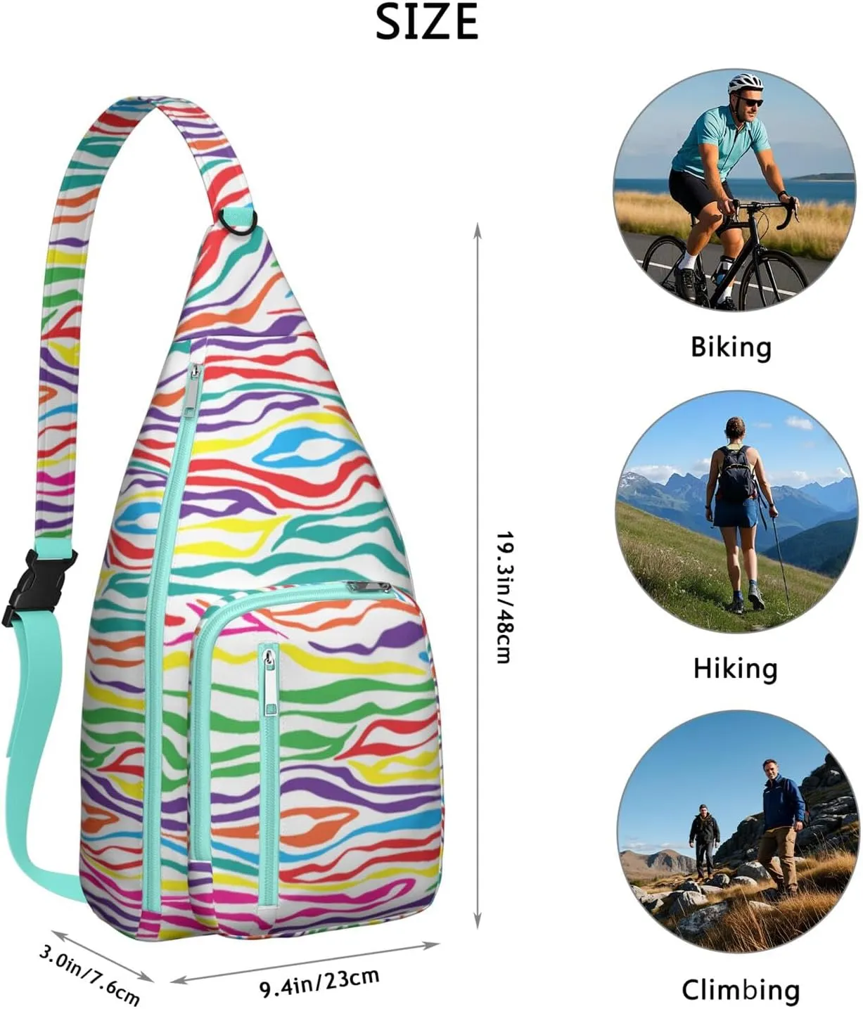 Shoulder Sling Crossbody Casual Chest Bag For Travel Sports Running,Backpack for Men & Women Lightweight Sports BagCrossbody Concealed Carry,Zebra Shoulder Bag Waterproof Chest Bag