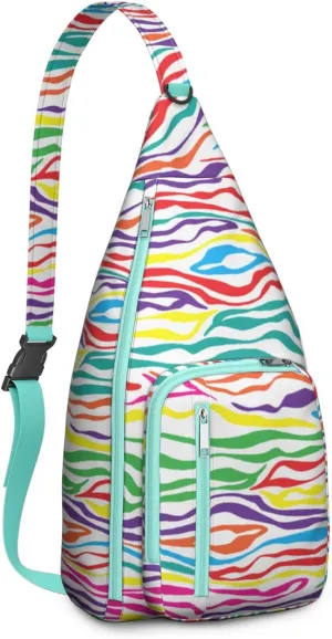 Shoulder Sling Crossbody Casual Chest Bag For Travel Sports Running,Backpack for Men & Women Lightweight Sports BagCrossbody Concealed Carry,Zebra Shoulder Bag Waterproof Chest Bag