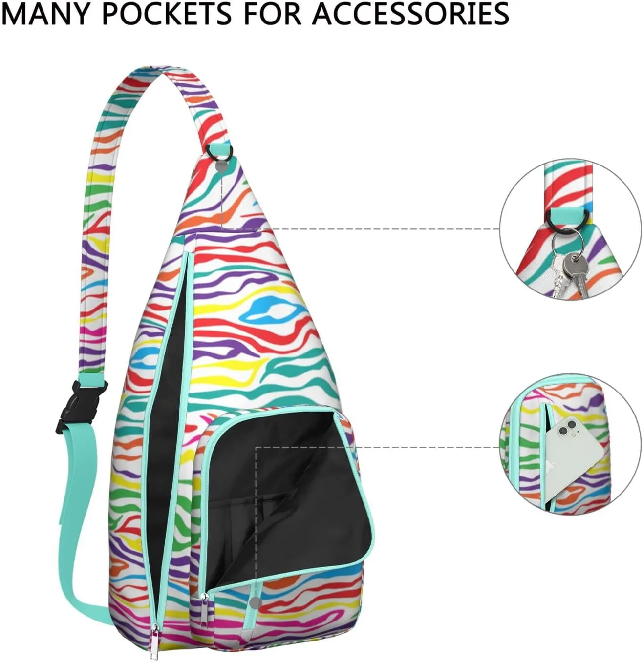 Shoulder Sling Crossbody Casual Chest Bag For Travel Sports Running,Backpack for Men & Women Lightweight Sports BagCrossbody Concealed Carry,Zebra Shoulder Bag Waterproof Chest Bag