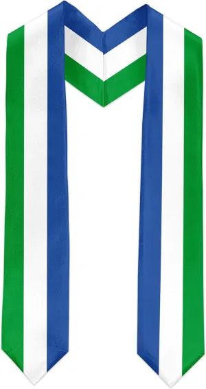 Sierra Leone Flag Graduation Sash Satin Scarf 72" Stole for Abroad Student International Study Class