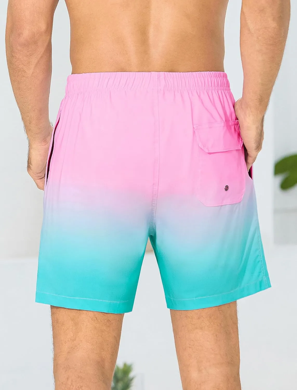 SILKWORLD Mens Swim Trunks with Compression Liner 6 Inch Inseam Quick Dry Beach Shorts Bathing Suit with Zipper Pockets