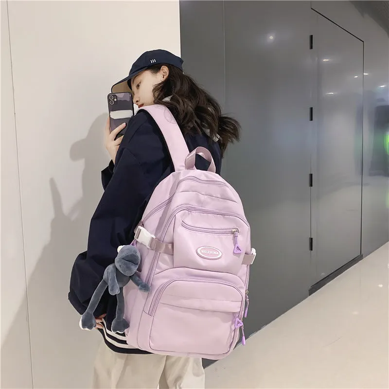 Simple Female Preppy Trend Solid Color Backpacks