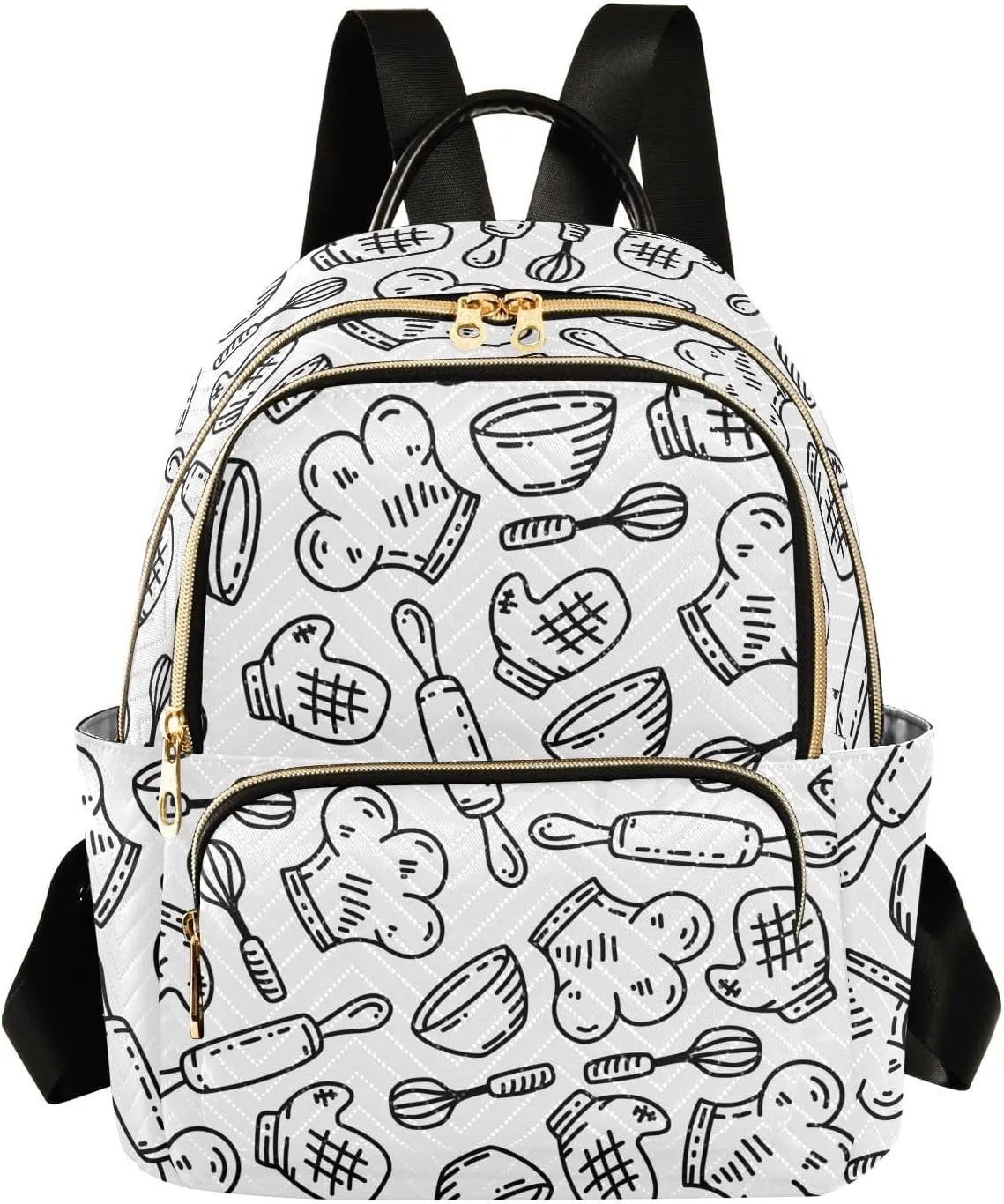 Sinestour Kitchen Cook White Women Backpack Purse Large Capacity Casual Daypack Leather Handle Travel Hiking Work Backpack