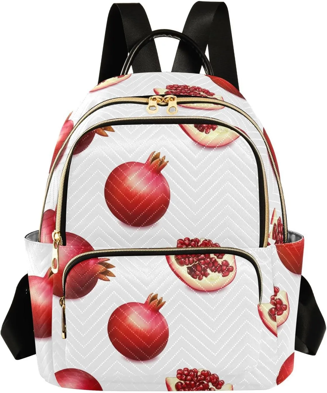 Sinestour Pomegranate Fruits White Women Backpack Purse Large Capacity Casual Daypack Adjustable Strap Travel Work Ladies Backpack