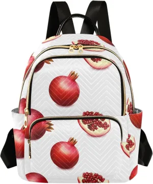 Sinestour Pomegranate Fruits White Women Backpack Purse Large Capacity Casual Daypack Adjustable Strap Travel Work Ladies Backpack