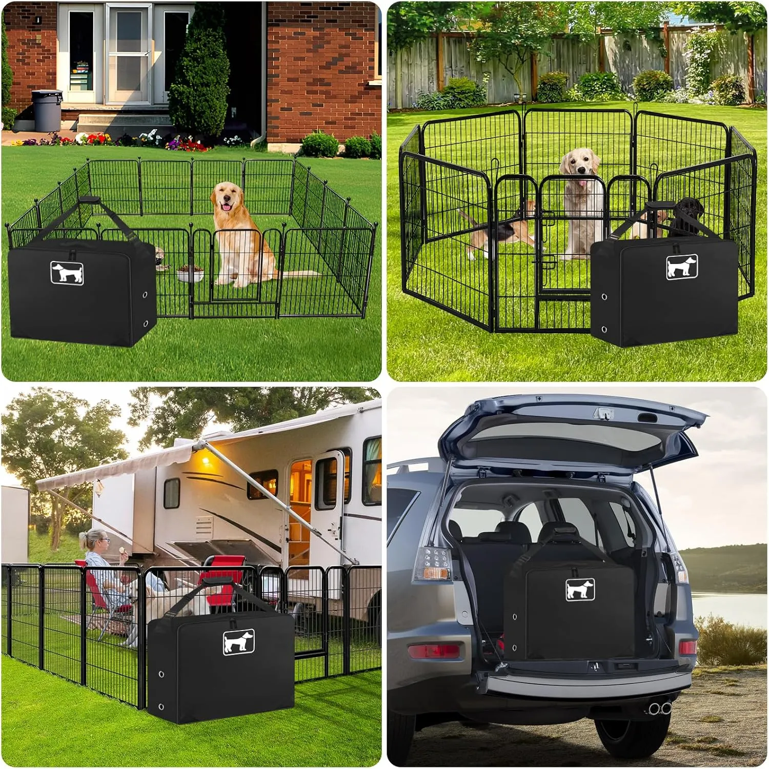 SIRUITON Dog Playpen Storage Bag, Fits 40" H 8 Panels and 9 Stakes，Suitable for Foldable Exercise Pet Playpen, Dog Fence Travel Bag, with Reinforcing Plate & Shoulder