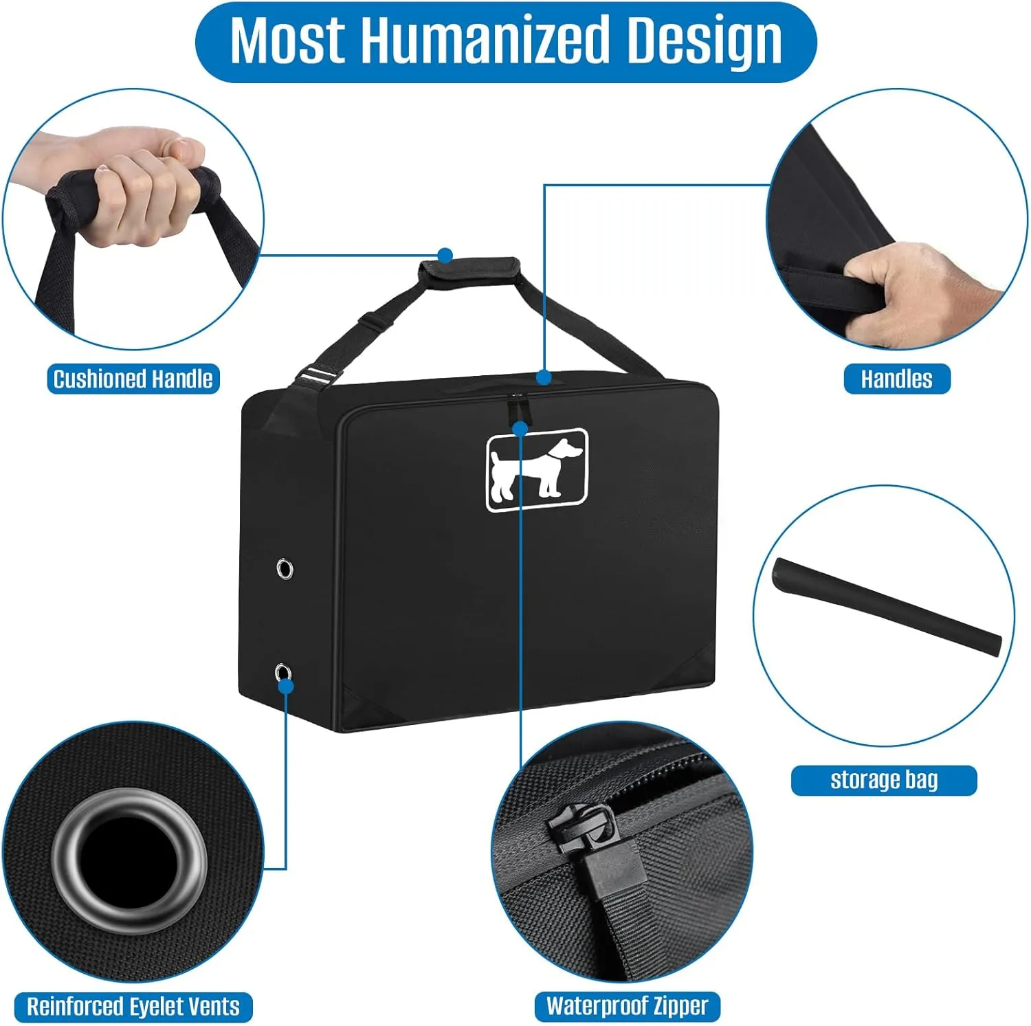 SIRUITON Dog Playpen Storage Bag, Fits 40" H 8 Panels and 9 Stakes，Suitable for Foldable Exercise Pet Playpen, Dog Fence Travel Bag, with Reinforcing Plate & Shoulder