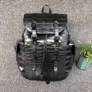 skin cow Interactive real with backpack luxury belly crocodile 100% fashion bag black skin Fully integrated leather daily leisure genuine color lining solid