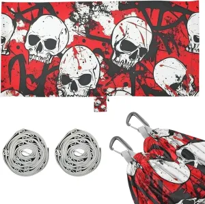 Skull Red Terrible Outdoor Hammocks with Tree Straps Swing Hammock for Outside Patio Garden