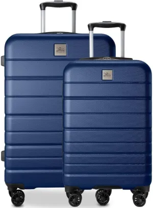 Skyway Epic 2.0 Hardside Lightweight and Durable ABS Shell Luggage, Spacious with 4-Wheel Spinners, Comfort Grip with Telescoping Handle, Men and Women, Royal Blue, 2-Piece Set (20,24)