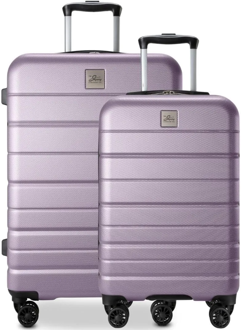 Skyway Epic 2.0 Hardside Lightweight and Durable ABS Shell Luggage, Spacious with 4-Wheel Spinners, Comfort Grip with Telescoping Handle, Men and Women, Silver Lilac, 2-Piece Set (20,24)