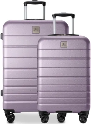 Skyway Epic 2.0 Hardside Lightweight and Durable ABS Shell Luggage, Spacious with 4-Wheel Spinners, Comfort Grip with Telescoping Handle, Men and Women, Silver Lilac, 2-Piece Set (20,24)
