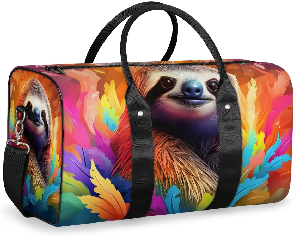 Sloth Animal Travel Duffel Bag for Women Men Waterproof Foldable Overnight Weekender Bag Large Capacity Sports Gym Bag