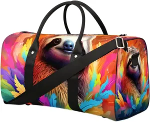 Sloth Animal Travel Duffel Bag for Women Men Waterproof Foldable Overnight Weekender Bag Large Capacity Sports Gym Bag