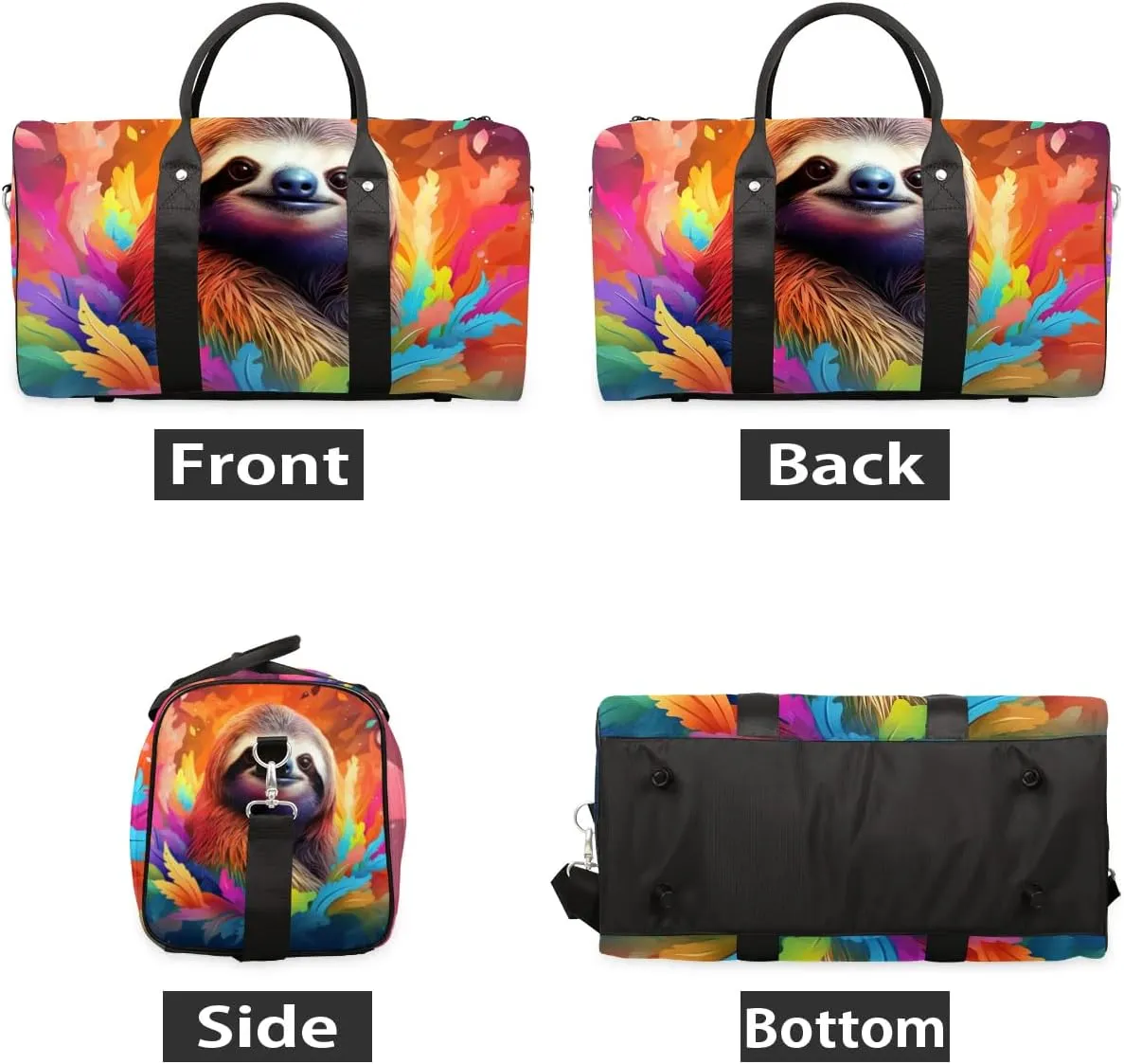 Sloth Animal Travel Duffel Bag for Women Men Waterproof Foldable Overnight Weekender Bag Large Capacity Sports Gym Bag