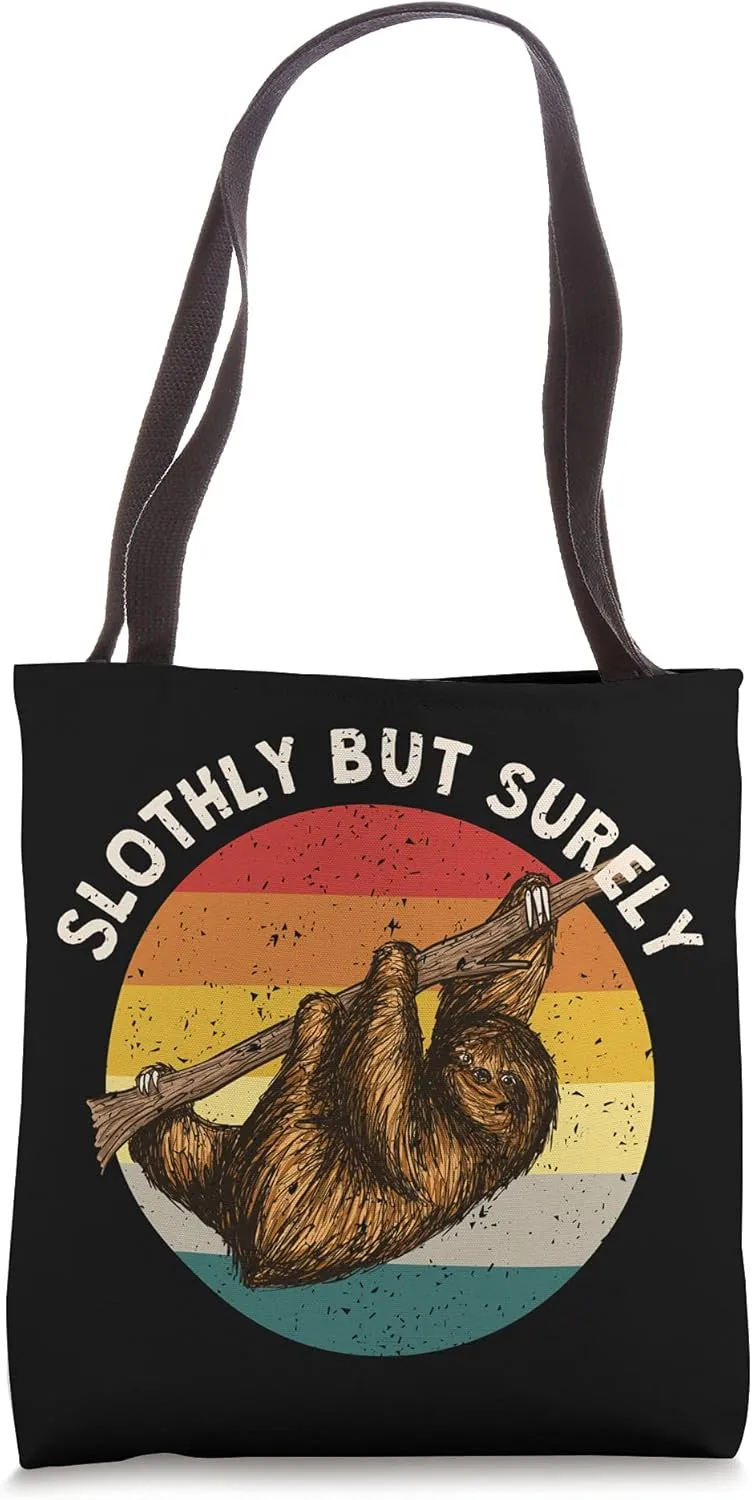 Slothly But Surely Dad Jokes Lazy Grandpa Jokes Inactive Tote Bag