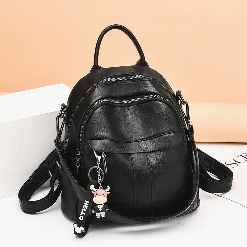 Slouchy Leather Large Capacity Mom Female Backpacks