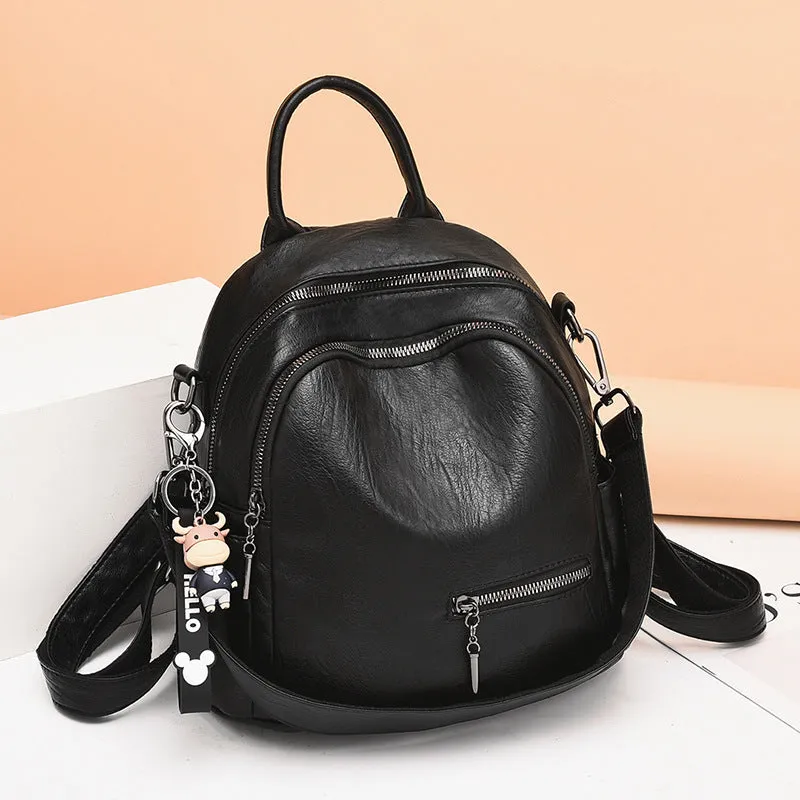Slouchy Leather Large Capacity Mom Female Backpacks