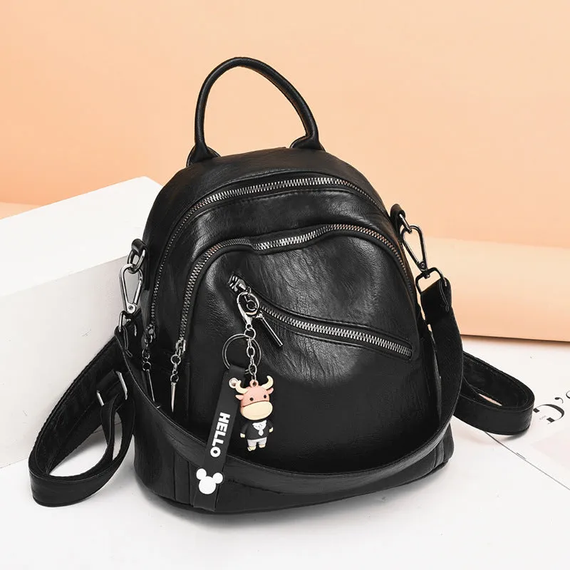 Slouchy Leather Large Capacity Mom Female Backpacks