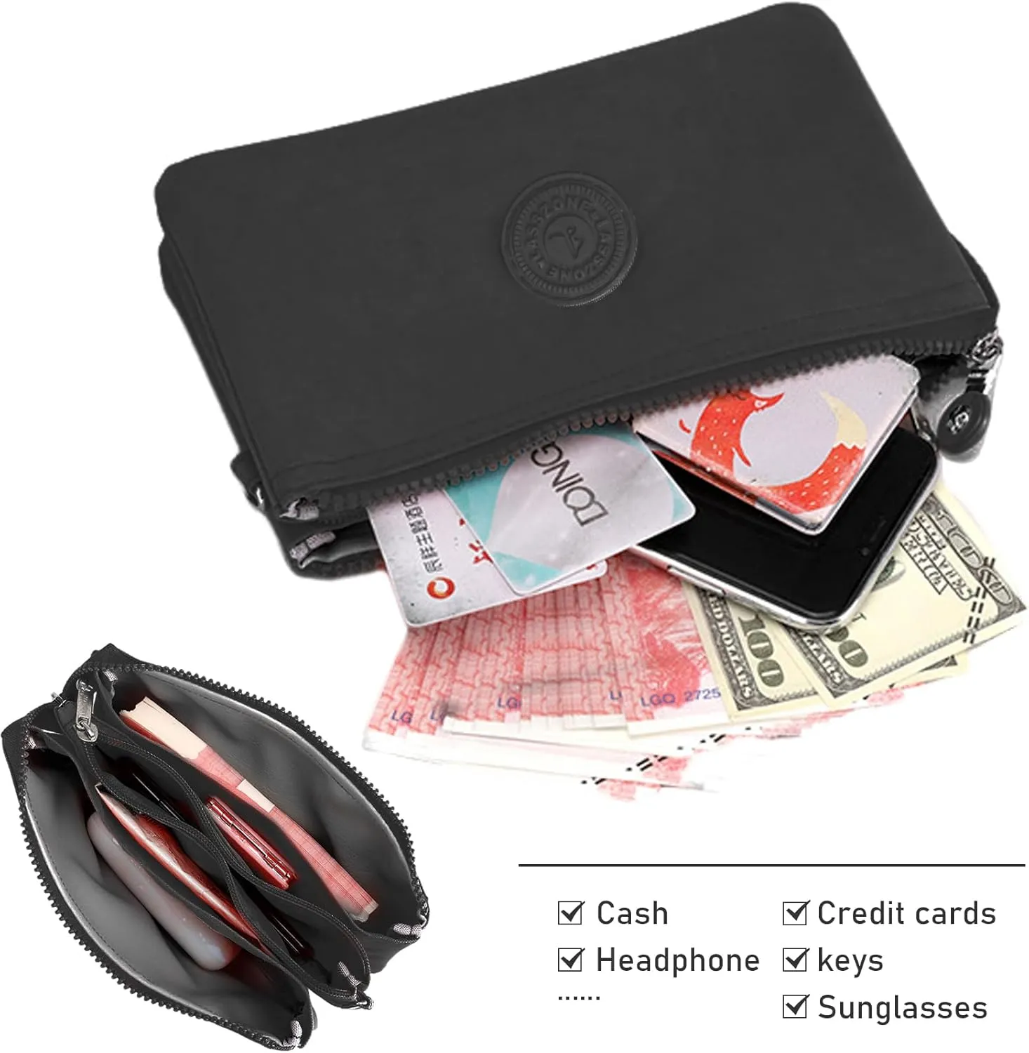 Small Crossbody Bag for Women Lightweight Nylon Shoulder Handbag Multi Pocket Clutch Purse Mobile Phone Bag