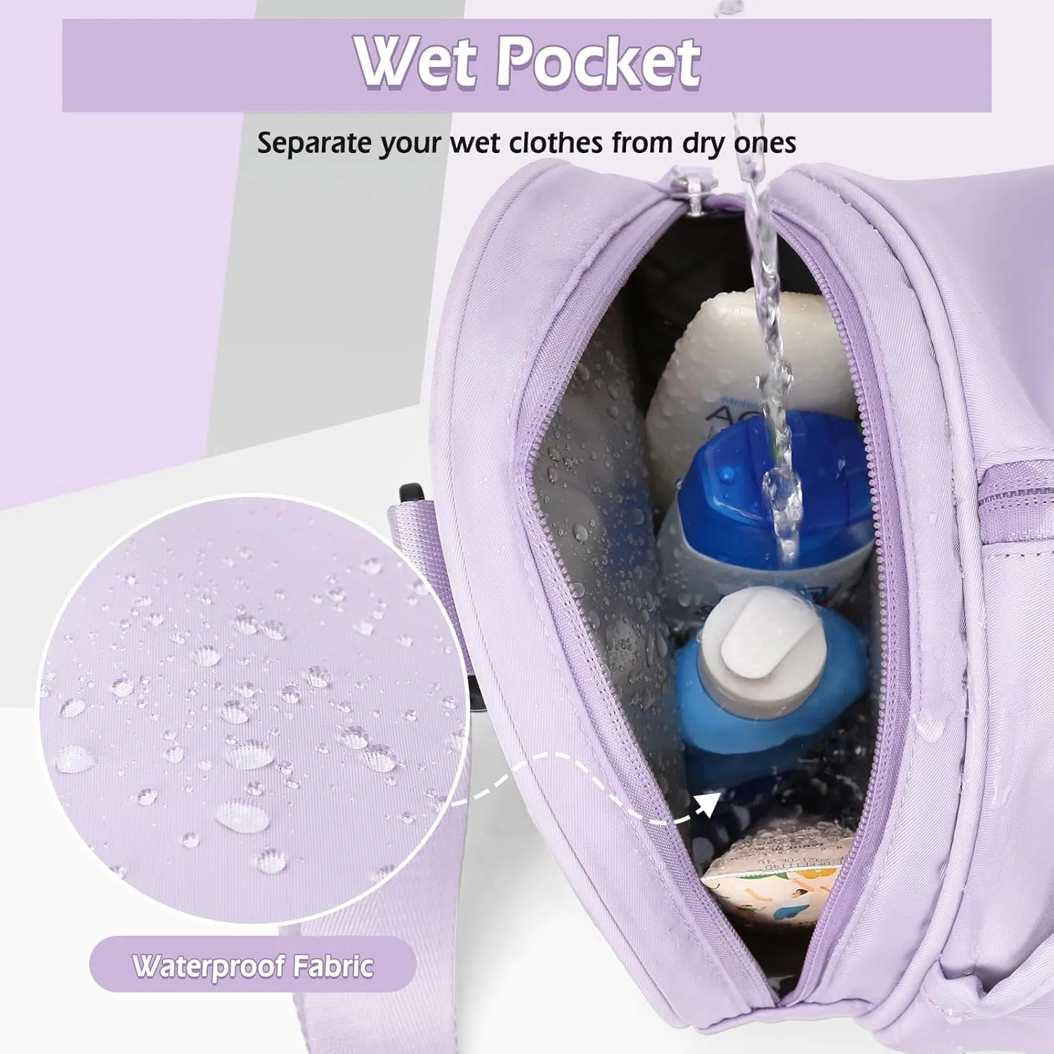 Small Gym Duffle for Women Men - Mini Waterproof Workout Sport Yoga Travel Overnight Weekender Dance Bag - Purple