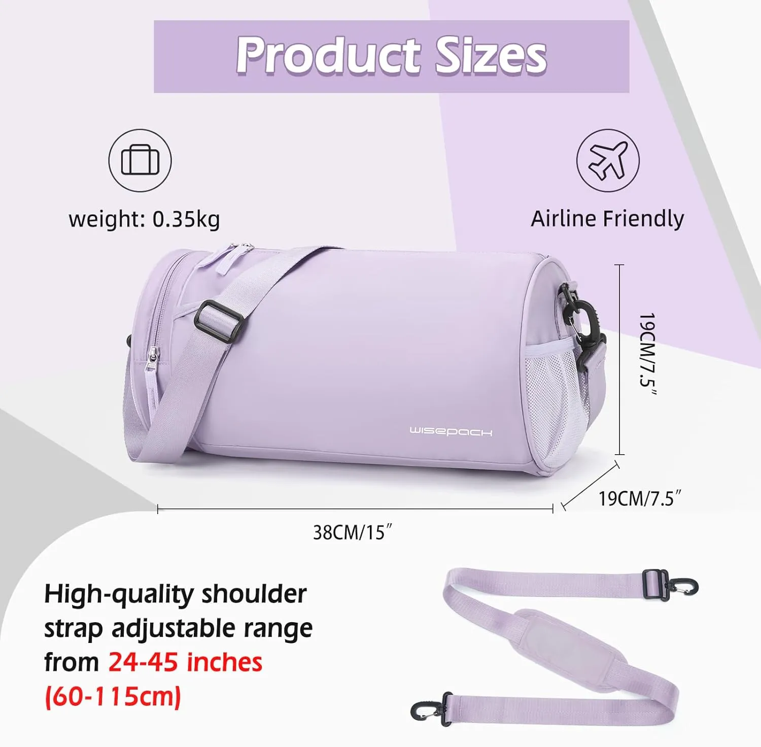 Small Gym Duffle for Women Men - Mini Waterproof Workout Sport Yoga Travel Overnight Weekender Dance Bag - Purple