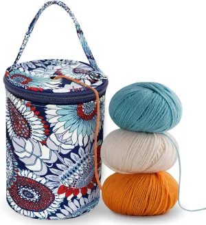 Small Portable Yarn Holder with Anti-Tangle Design, Crochet Yarn Bag for 2-3 Standard Size Balls and Tools,Ideal Crocheting Gifts for Women and Crocheter (Blue)
