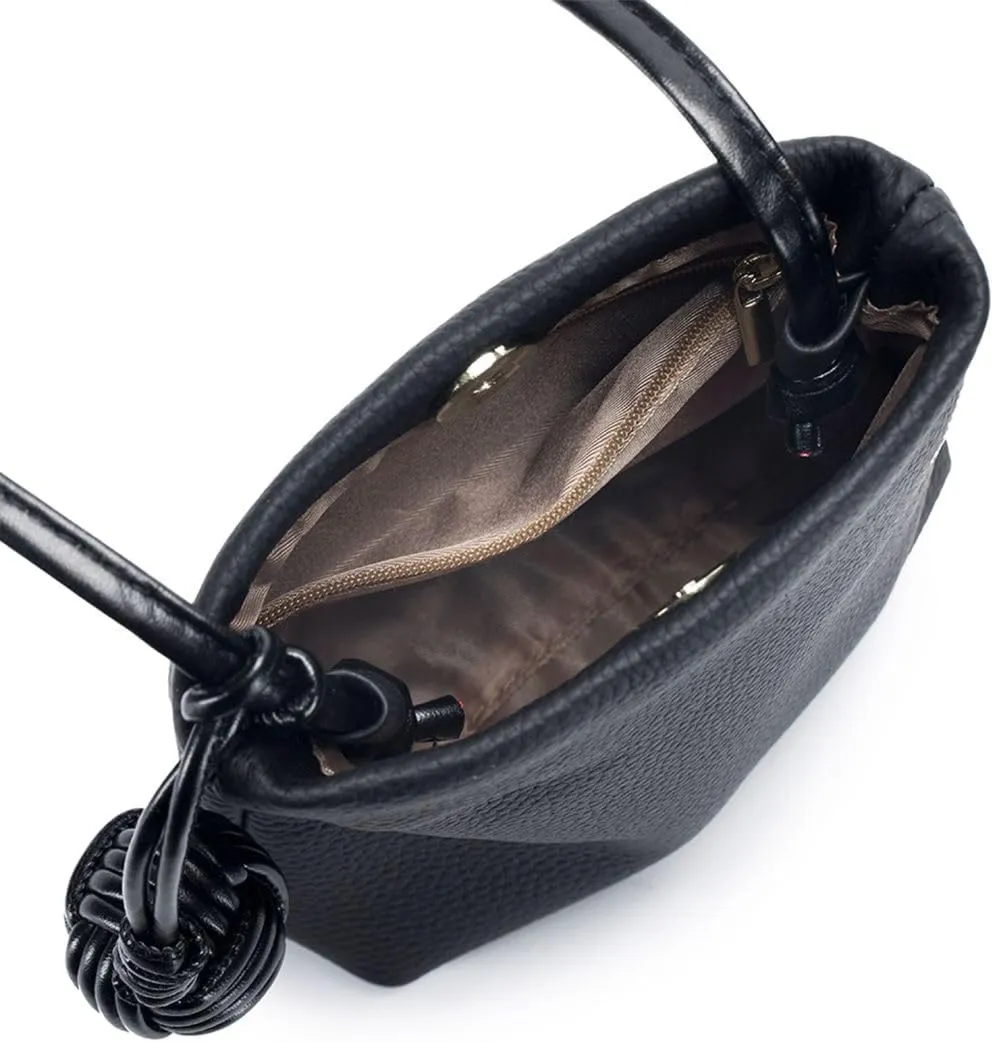 Smartphone pouch genuine leather smartphone shoulder ladies lightweight vertical wallet mobile pouch smartphone pochette oblique purse large capacity simple fashionable popular(Black)