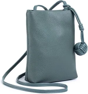 Smartphone pouch genuine leather smartphone shoulder ladies lightweight vertical wallet mobile pouch smartphone pochette oblique purse large capacity simple fashionable popular(Black)