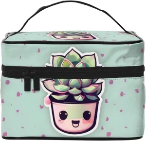 Smiling Succulents Stylish And Practical An Indispensable Travel Cosmetic Bag With Extra Large Capacity Compartments And Zipper Closure Water Proof