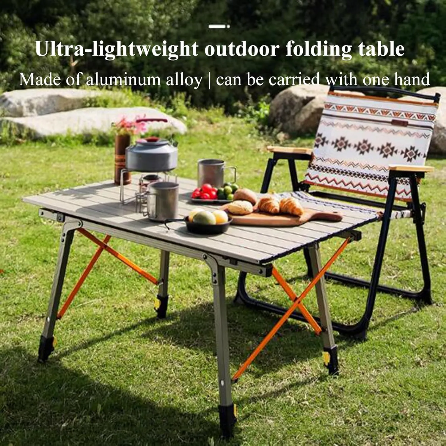 SOBOUR Aluminum Alloy Camping Table Folding Picnic Tables Ultralight Compact Camping Table Roll Up Table Top for Camping Hiking
