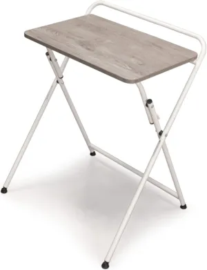 SOFSYS Modern Folding Desk for Small Space, Computer Gaming, Writing, Student and Home Office Organization, Industrial Metal Frame with Premium Desktop Surfaces, Gray/White