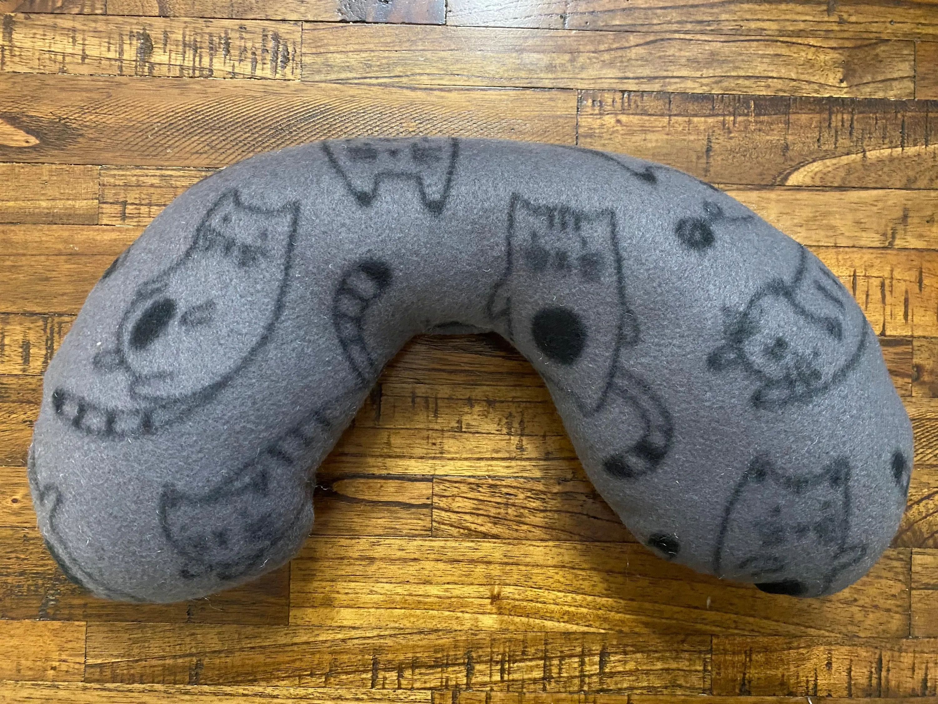 Soft Fluffy U-Neck Cat Pillow, Calming Pillow for Your Cat - Machine Washable - Various Fleece Designs - With or Without Catnip at Request