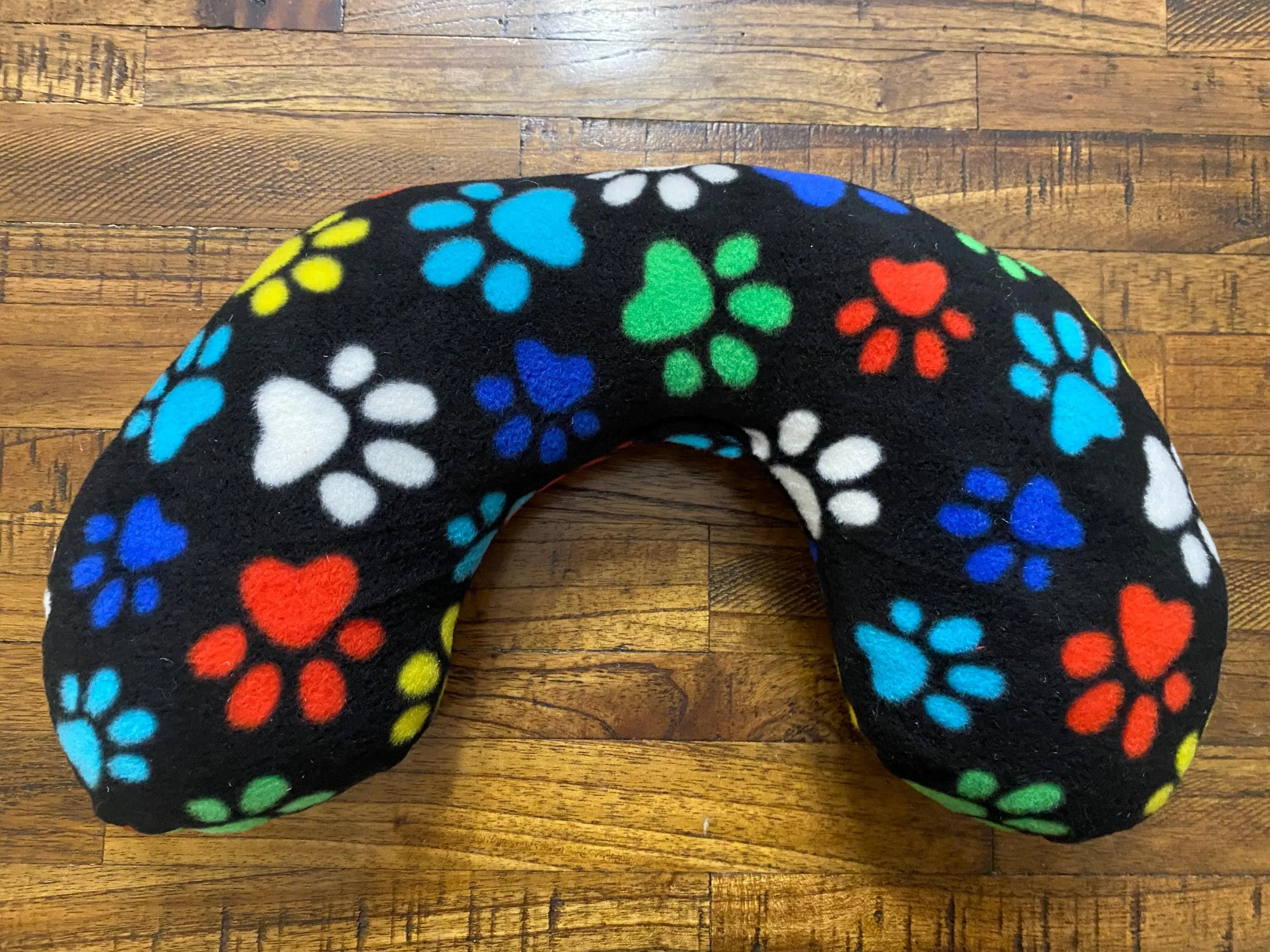 Soft Fluffy U-Neck Cat Pillow, Calming Pillow for Your Cat - Machine Washable - Various Fleece Designs - With or Without Catnip at Request