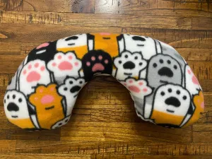 Soft Fluffy U-Neck Cat Pillow, Calming Pillow for Your Cat - Machine Washable - Various Fleece Designs - With or Without Catnip at Request
