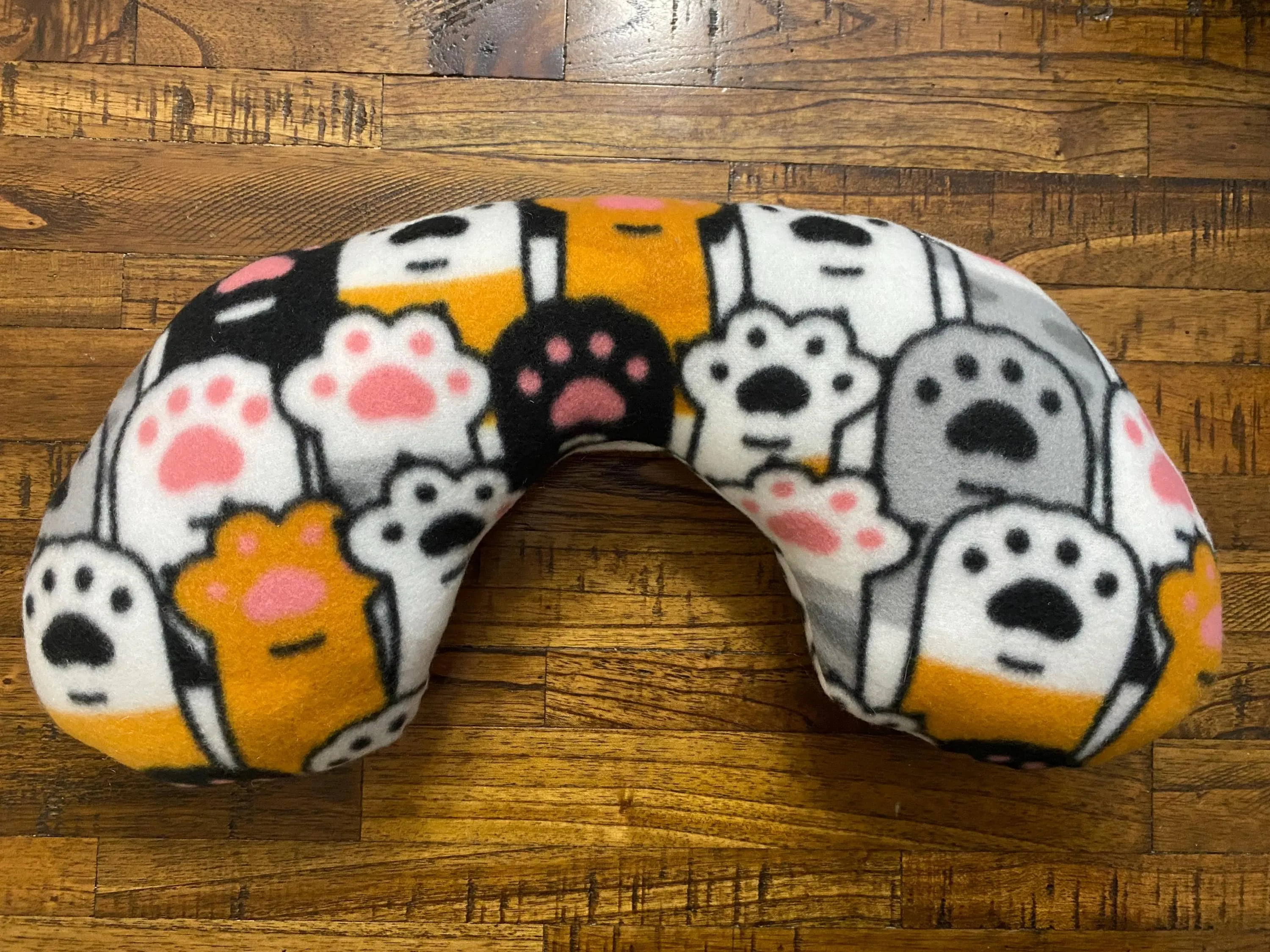 Soft Fluffy U-Neck Cat Pillow, Calming Pillow for Your Cat - Machine Washable - Various Fleece Designs - With or Without Catnip at Request