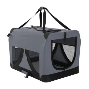 Soft Foldable Dog Cage Crate Carrier - GREY