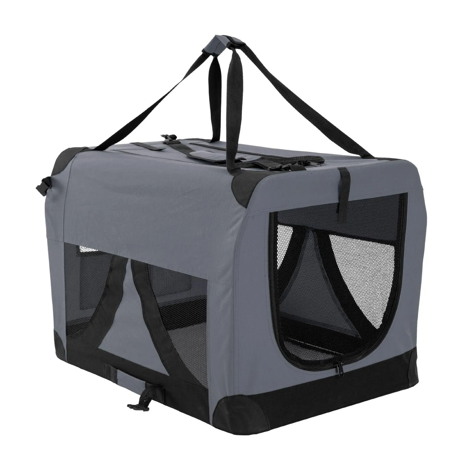 Soft Foldable Dog Cage Crate Carrier - GREY