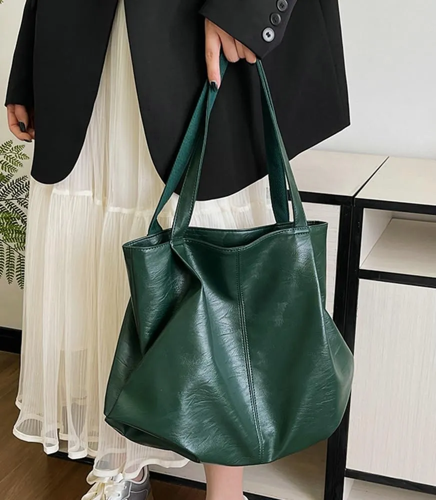 Soft Leather Tote Bag Large Capacity Work Hobo Pu Leather Shoulder Handbag Big Travel Shopping Work Bag