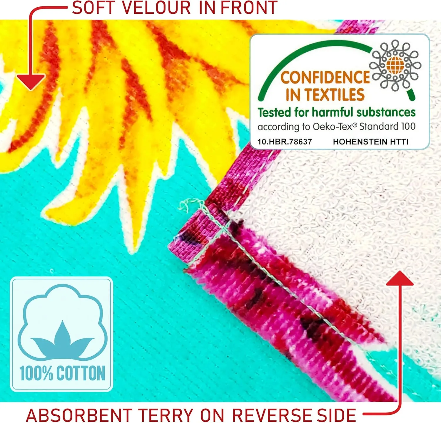 Softerry Colorful Pineapples Beach Towel 30 x 60 inches 100% Cotton (1 Towel - 30" x 60", Aqua)