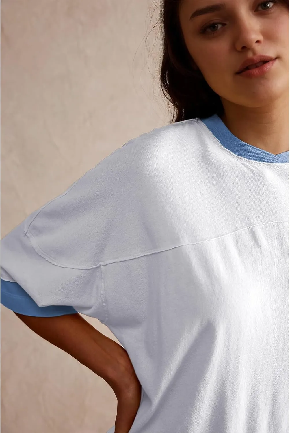 Songling Womens 3/4 Length Sleeve Casual Loose Fit Summer Tee Shirt Basics Cotton t Shirts Trendy Tops
