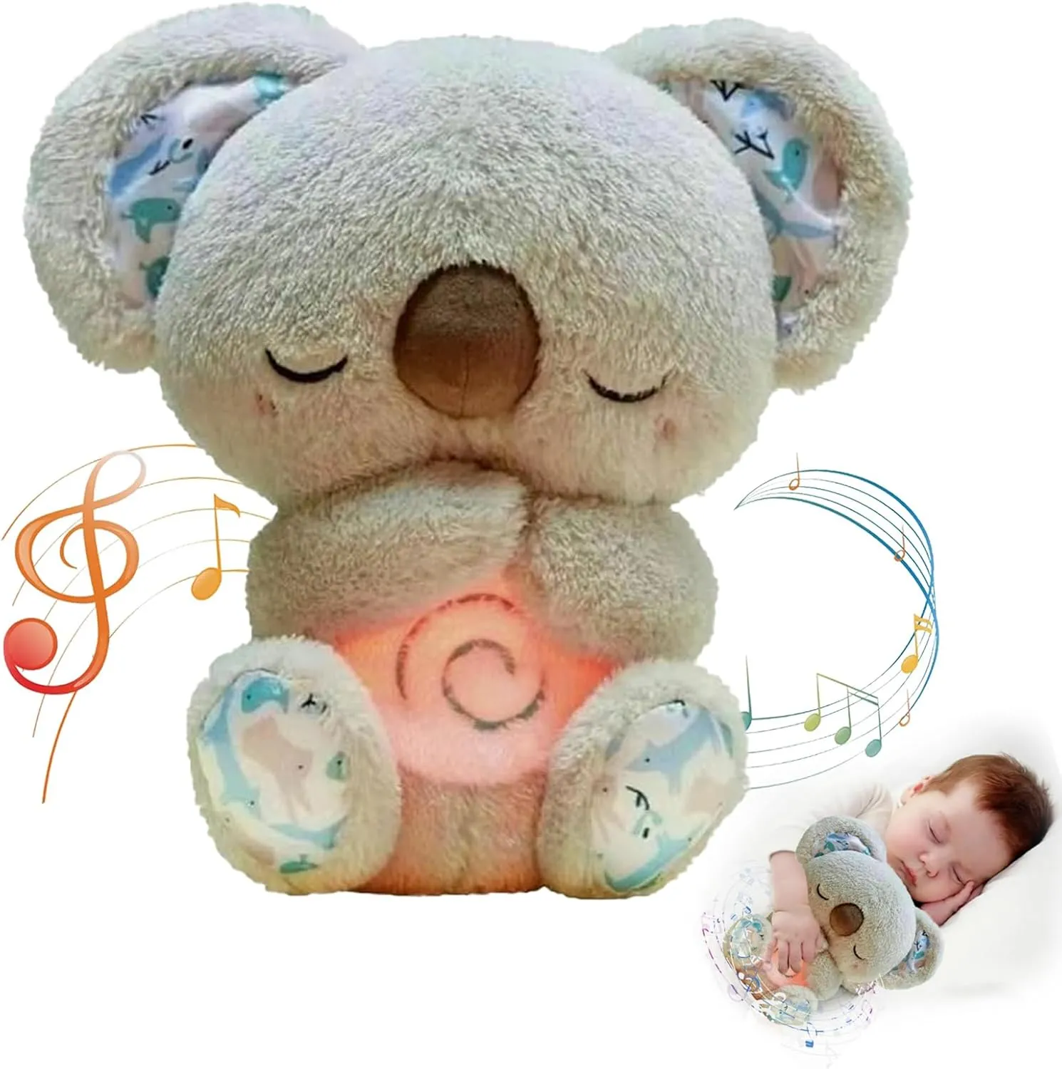 Soothing Breathing Stuffed Animal for Anxiety Adults and Kids, Portable Plush Baby Toy Anxiety Relief Koala, Mushplushies Breathing Animals Anxiety Bear, Birthday Students Gift