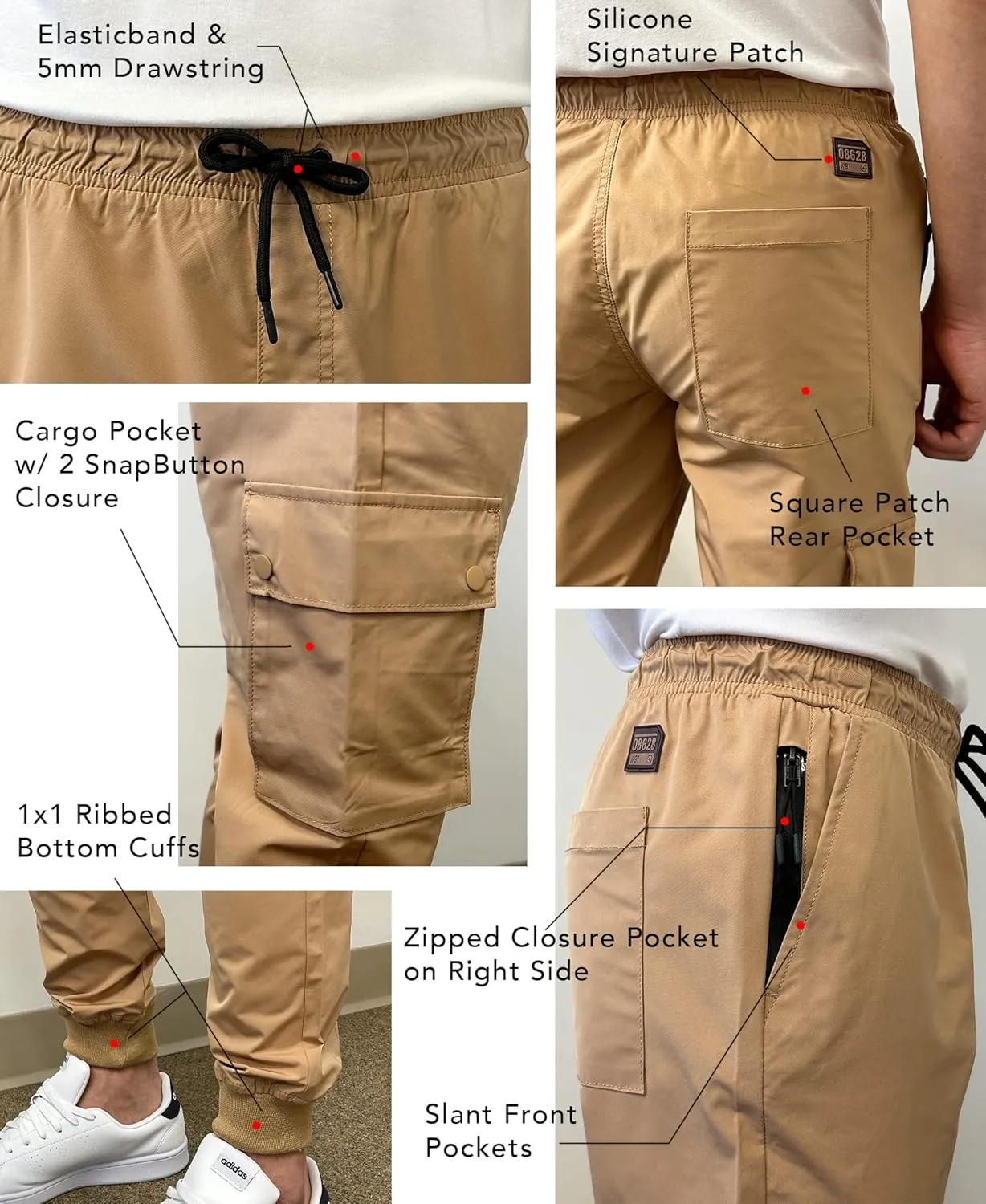 Southpole Men's Lightweight Quick Dry Cargo Nylon Jogger Pants