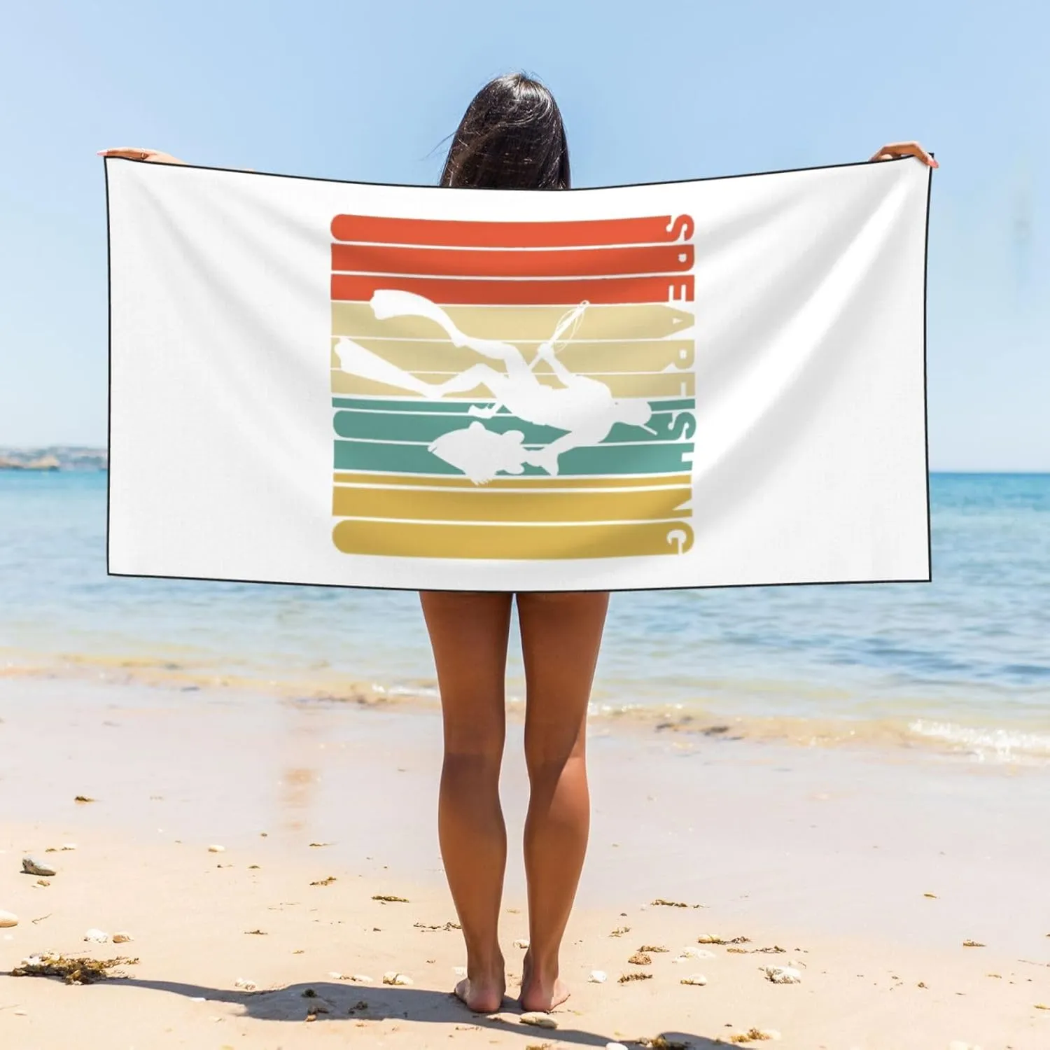 Spearfishing Beach Towel 55x27.5 Inches - Ultra Soft Quick Dry Sand Towel, Lightweight Large Bath Towel for Pool, Summer, Travel